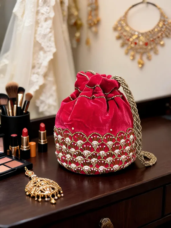 Red_Velvet_Beadwork_Bridal_Potli_Bag_For_Women