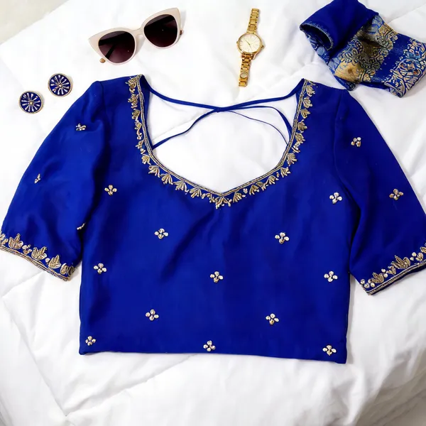 Blue_Georgette_Aari_Work_Bridal_Blouse_For_Women