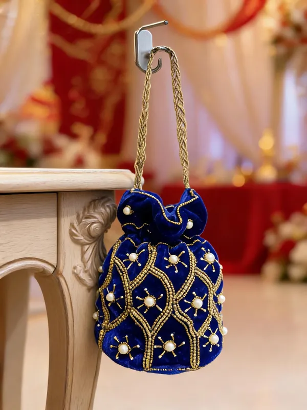Blue_Velvet_Beadwork_Bridal_Potli_Bag_For_Women