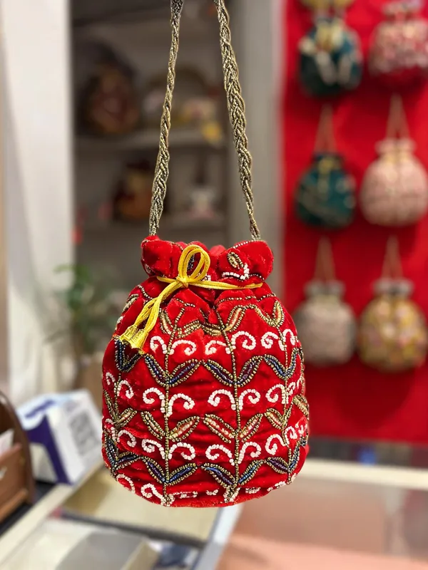 Red_Georgette_Canvas_Embroidered_Bridal_Potli_Bag