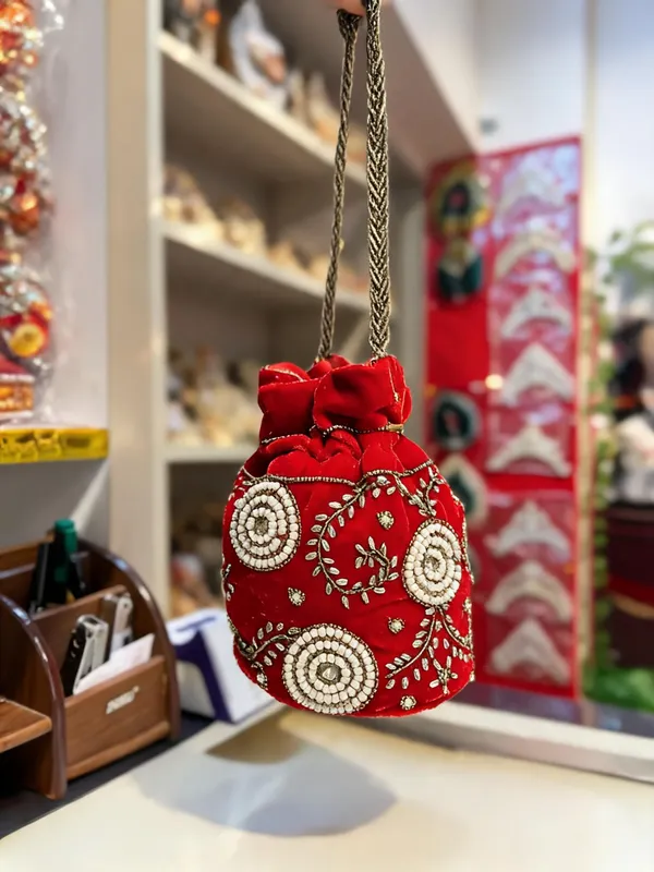 Red_Georgette_Canvas_Pearl_Embellished_Bridal_Potli_Bag