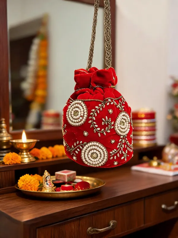 Red_Georgette_Canvas_Pearl_Embellished_Bridal_Potli_Bag