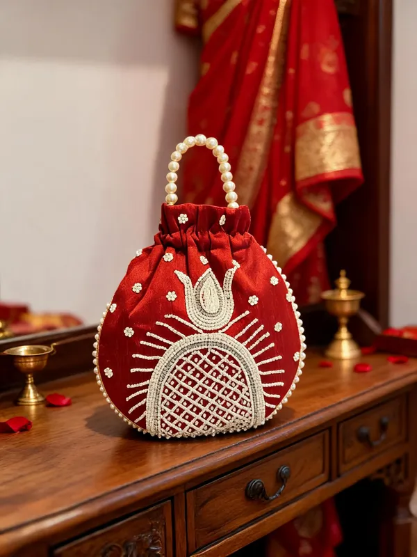 Red_Georgette_Canvas_Pearl_Embroidered_Bridal_Potli_Bag