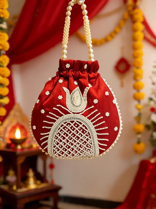 Red_Georgette_Canvas_Pearl_Embroidered_Bridal_Potli_Bag