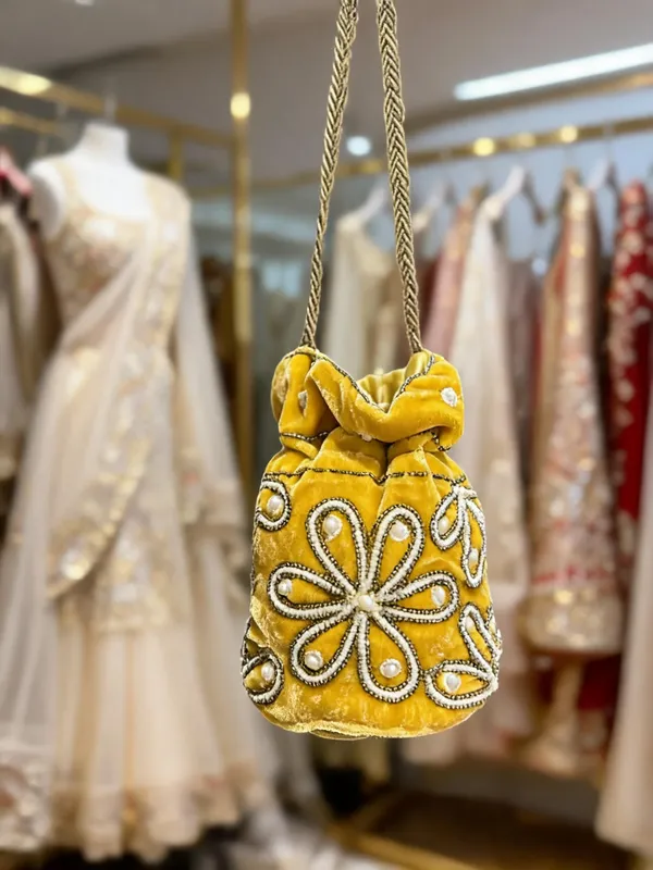 Yellow_Georgette_Canvas_Floral_Embroidered_Bridal_Potli_Bag