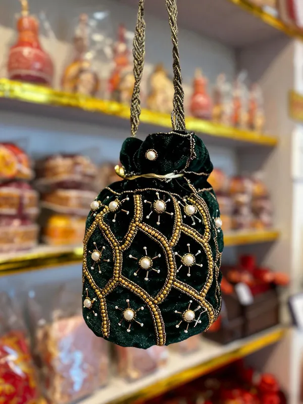 Green_Georgette_Beaded_Bridal_Botua_Potli_Bag