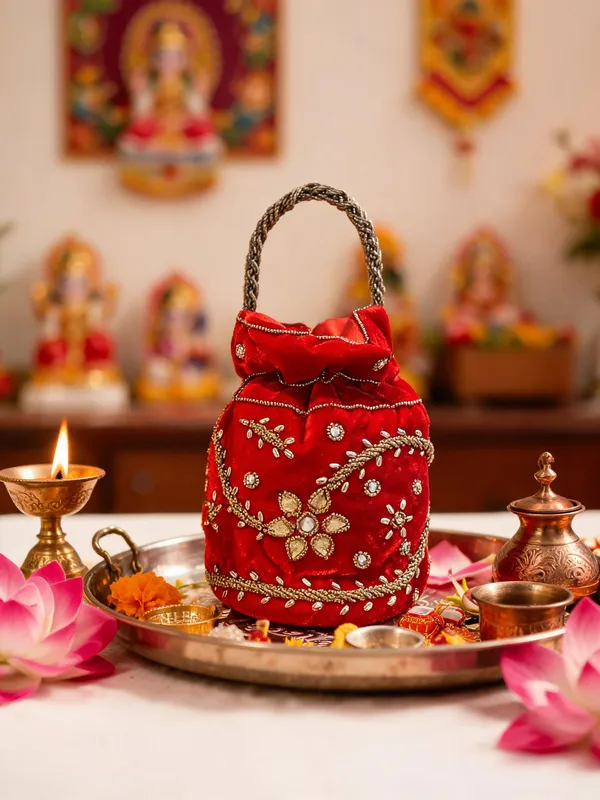 Red_Georgette_Embellished_Bridal_Botua_Potli_Bag