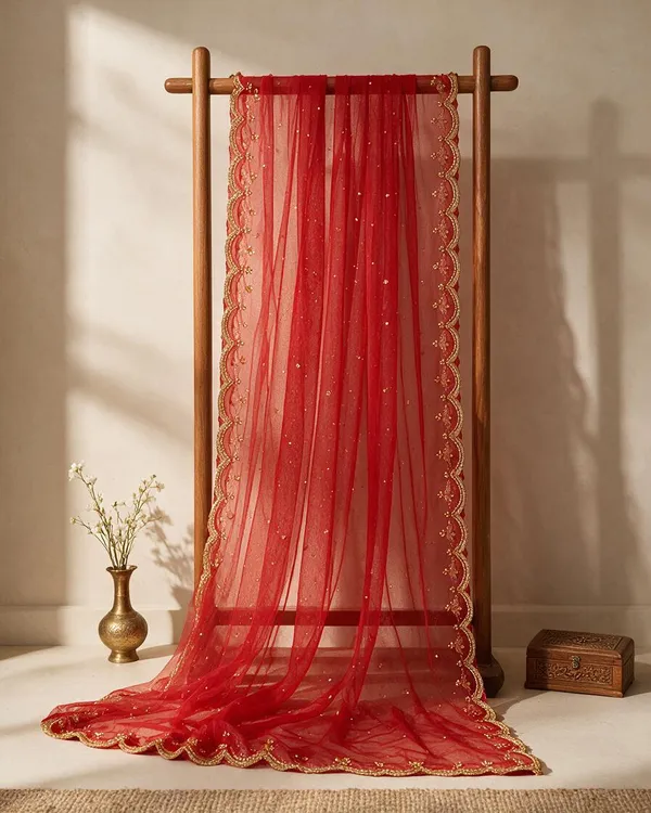 Red_Net_Stone-Embellished_Bridal_Dupatta_For_Women