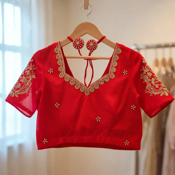 Red_Georgette_Aari_Work_Bridal_Blouse_For_Women