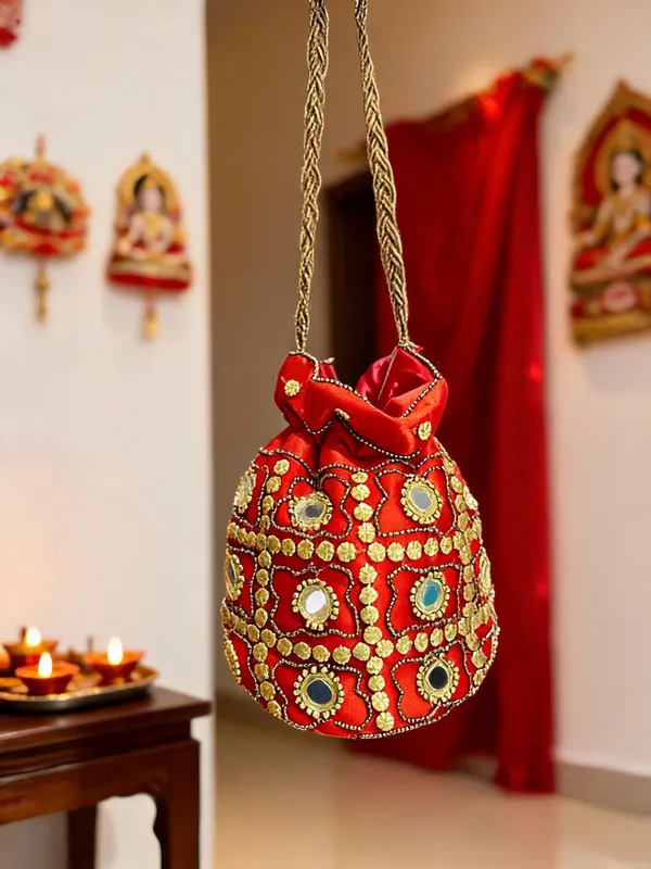 Orange_Georgette_Embroidered_Bridal_Botua_Potli_Bag