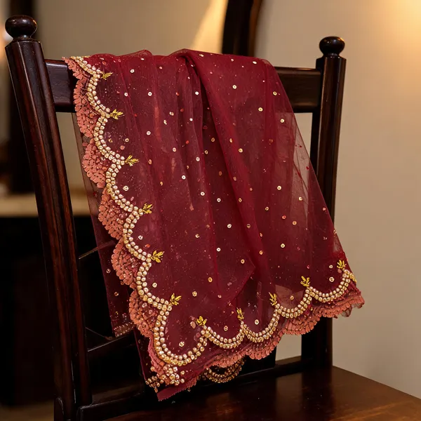 Maroon_Net_Sequin_Embroidered_Bridal_Dupatta_For_Women