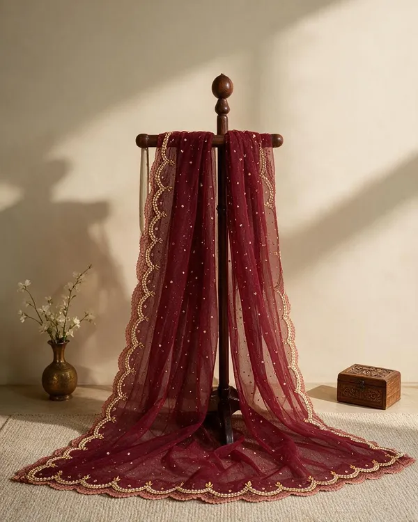 Maroon_Net_Sequin_Embroidered_Bridal_Dupatta_For_Women