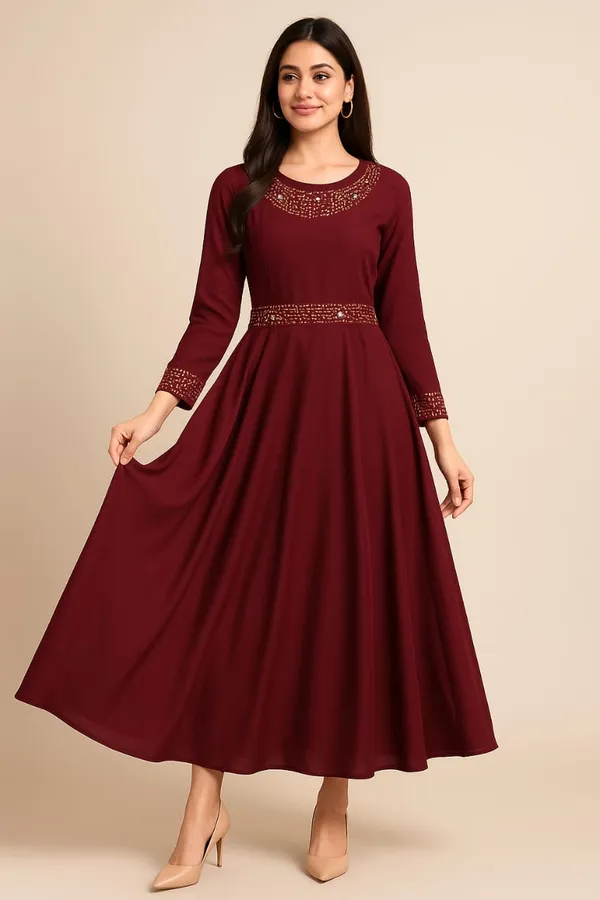 Maroon_Embellished_Flared_Dress_for_Women