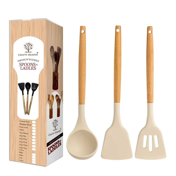 Cream_Wooden_Handle_Silicone_Spatula_Set_For_Kitchen_(Set_Of_3)