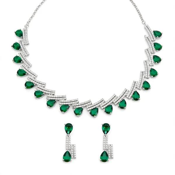 Green_Silver-Tone_Necklace_Set_for_Women