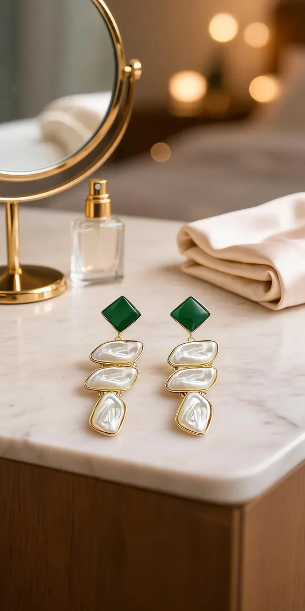 Green_Brass_Pearl_Drop_Earrings_For_Women