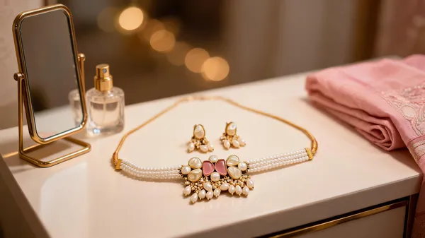 Gold_Tone_Brass_Pearl_Choker_Necklace_Set_For_Women