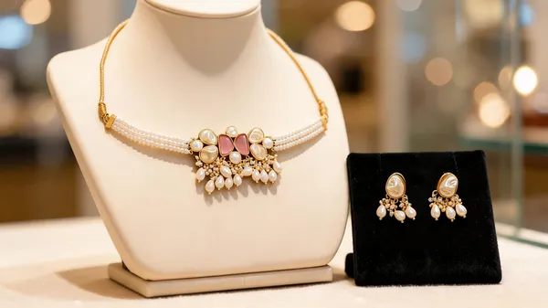 Gold_Tone_Brass_Pearl_Choker_Necklace_Set_For_Women