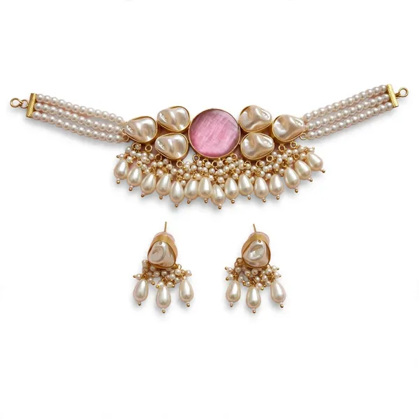 Pink_Pearl_Choker_Necklace_Set_for_Women