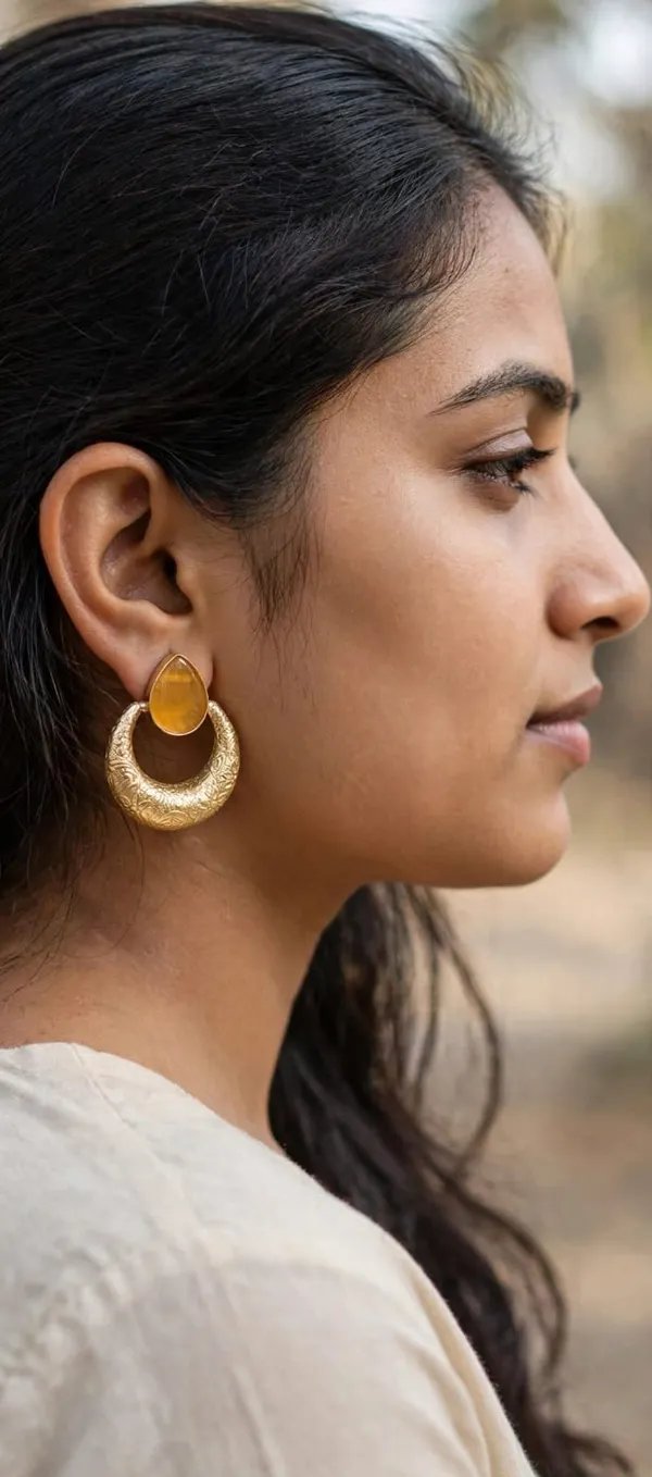 Gold_Tone_Textured_Drop_Hoop_Earrings_for_Women