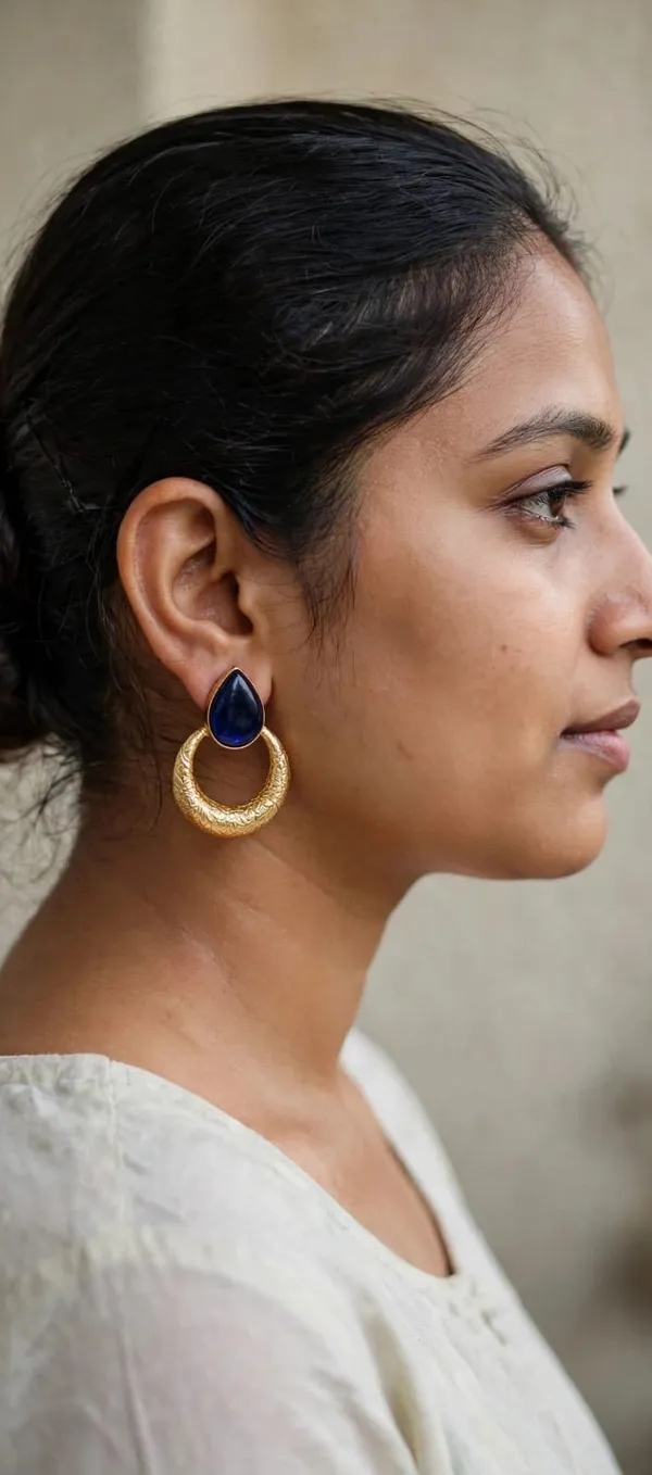 Blue_Gold_Tone_Drop_Earrings_for_Women