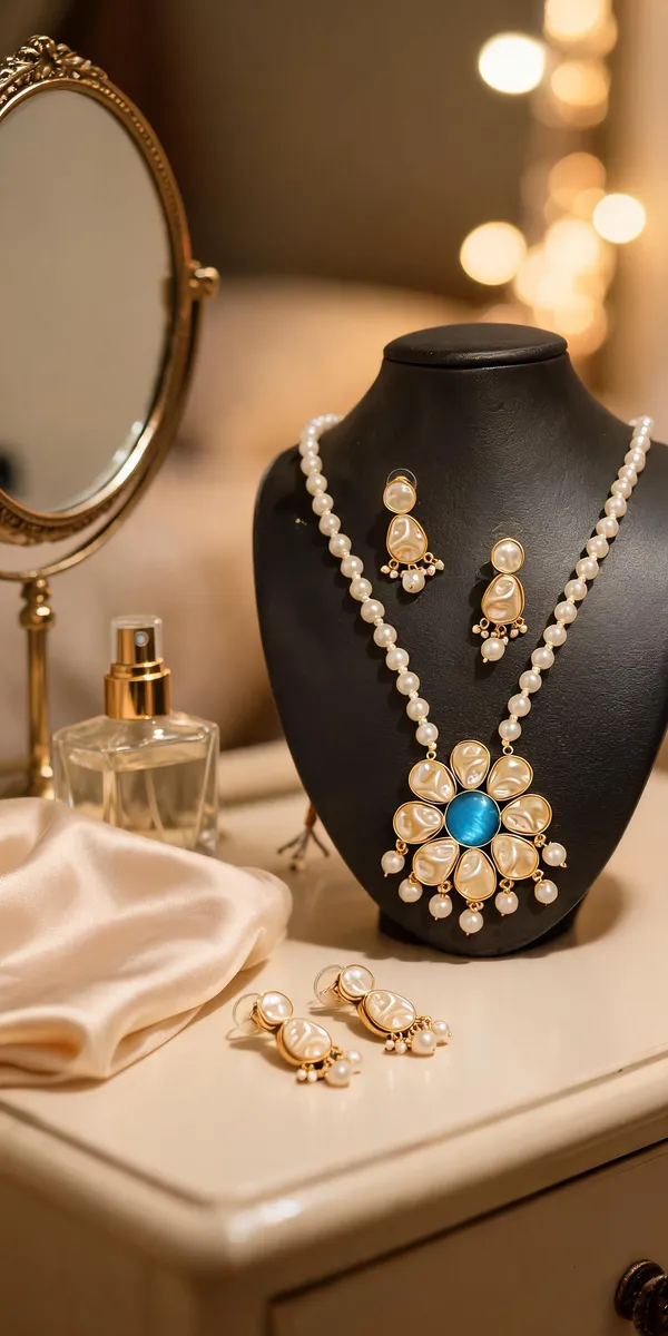 Gold_Brass_Floral_Pearl_Necklace_Set_For_Women