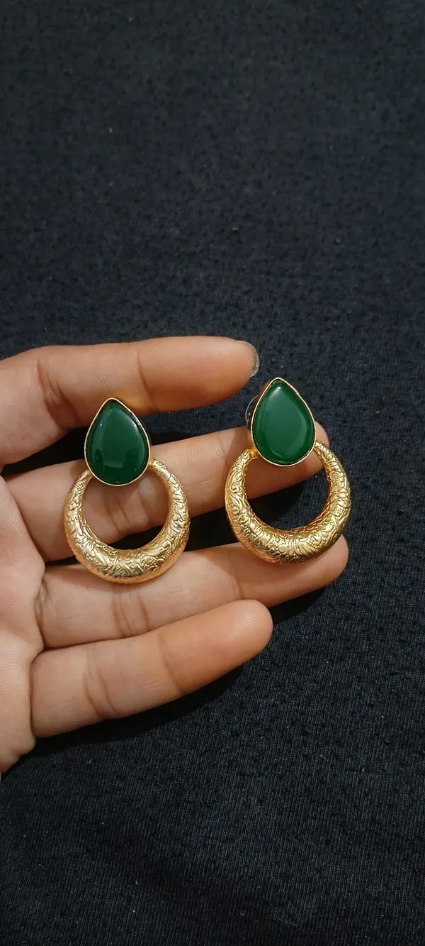 Green_Stone_Gold_Tone_Drop_Earrings_for_Women