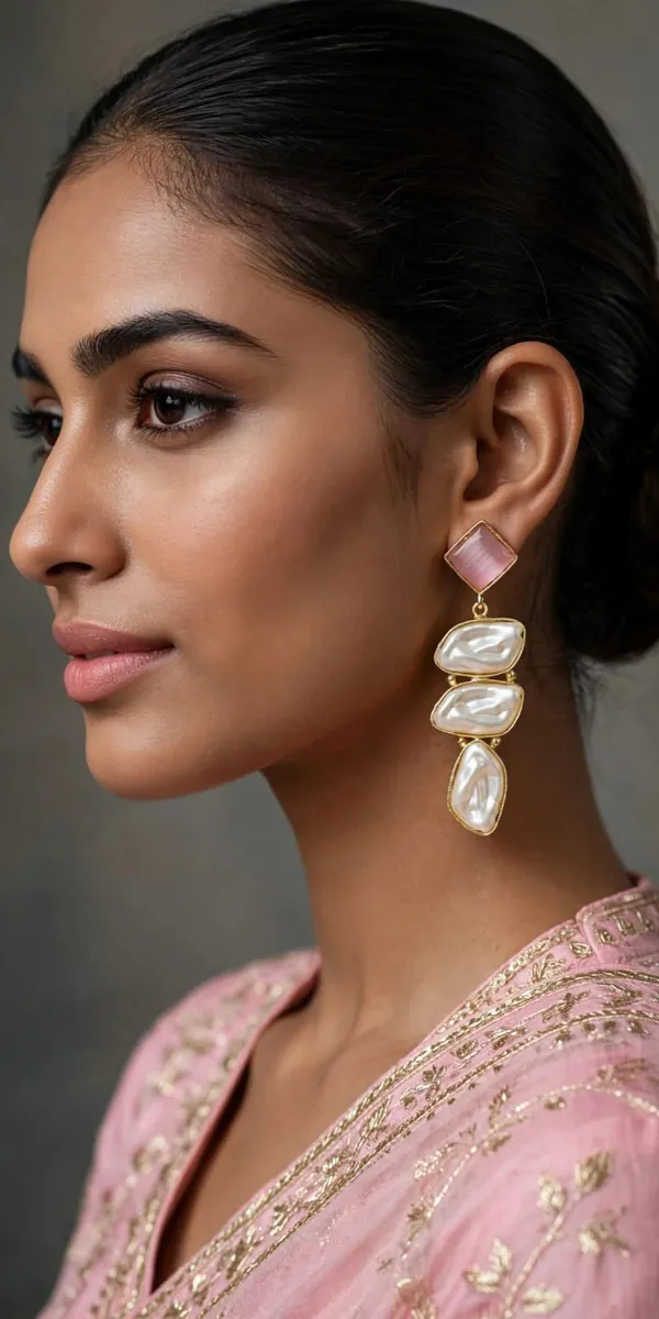 Pink_Gold-Tone_Geometric_Drop_Earrings_for_Women