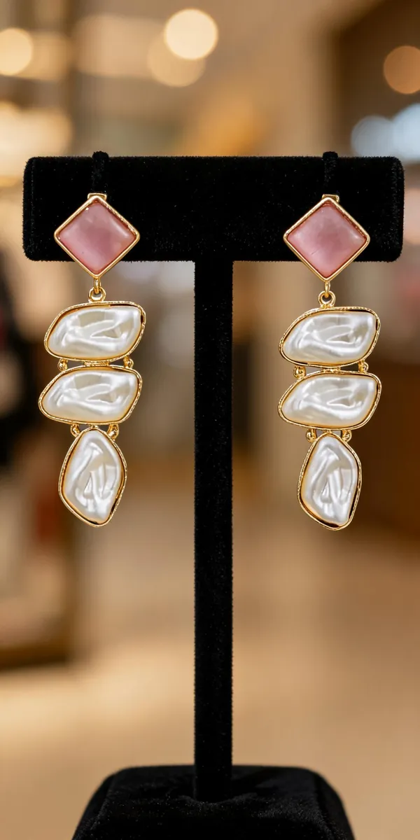 Gold_And_Pink_Brass_Geometric_Drop_Earrings_For_Women