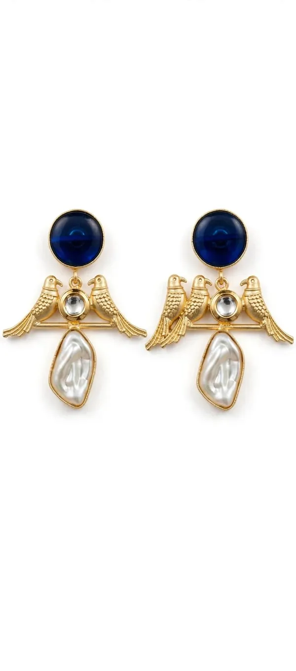 Blue_Gold_Tone_Bird_Drop_Earrings_for_Women