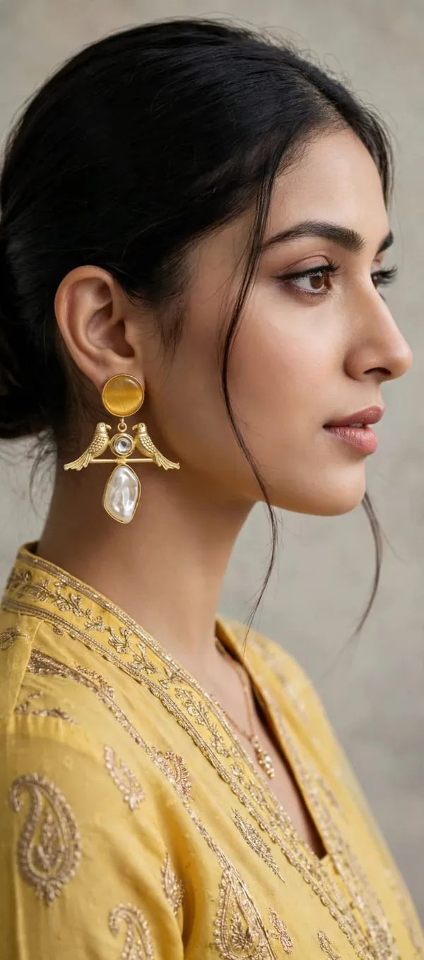 Gold_Tone_Bird_Motif_Pearl_Drop_Earrings_for_Women