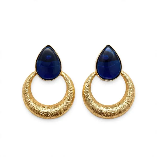 Blue_Gold_Tone_Drop_Earrings_for_Women