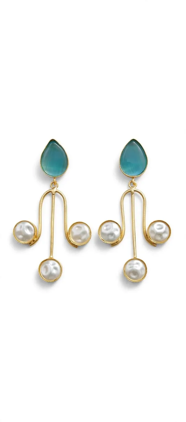 Teal_Gold_Tone_Pearl_Drop_Earrings_for_Women
