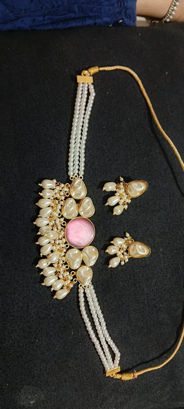 Pink_Pearl_Choker_Necklace_Set_for_Women