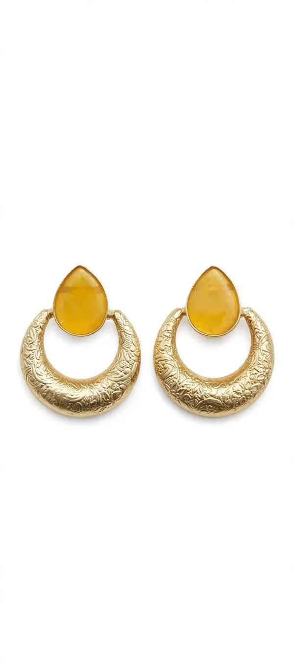Gold_Tone_Textured_Drop_Hoop_Earrings_for_Women