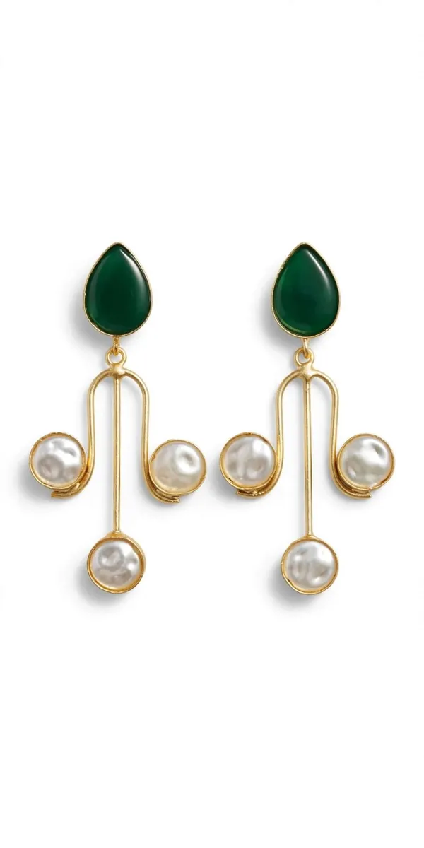Green_Gold_Tone_Pearl_Drop_Earrings_for_Women