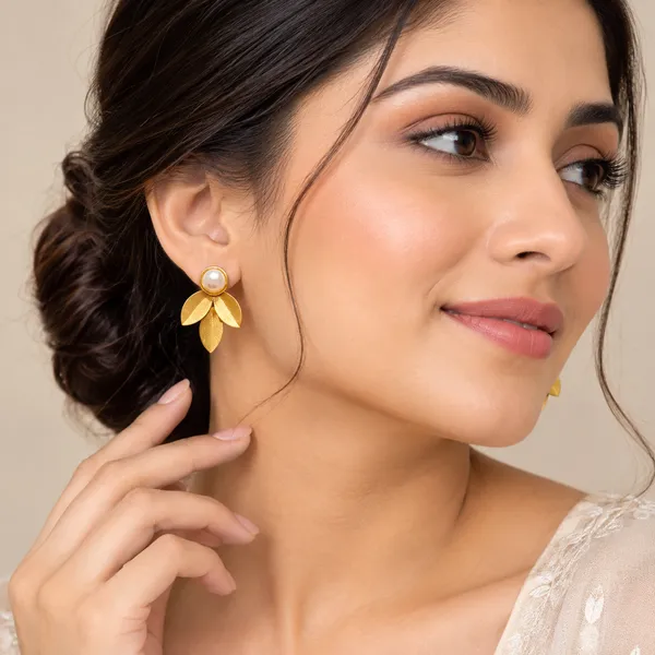 Gold_Brass_Pearl_Leaf_Drop_Earrings_For_Women