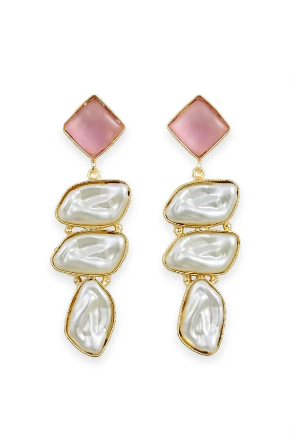 Pink_Gold-Tone_Geometric_Drop_Earrings_for_Women