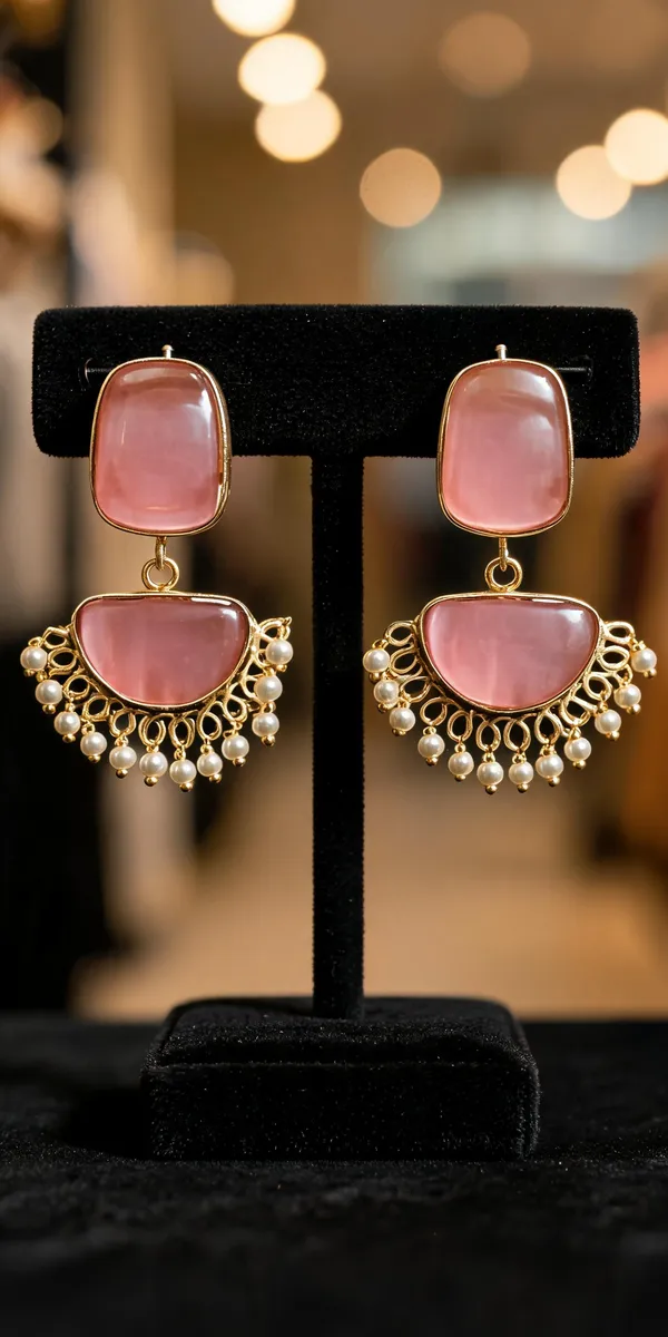 Pink_And_Gold_Brass_Pearl_Drop_Earrings_For_Women