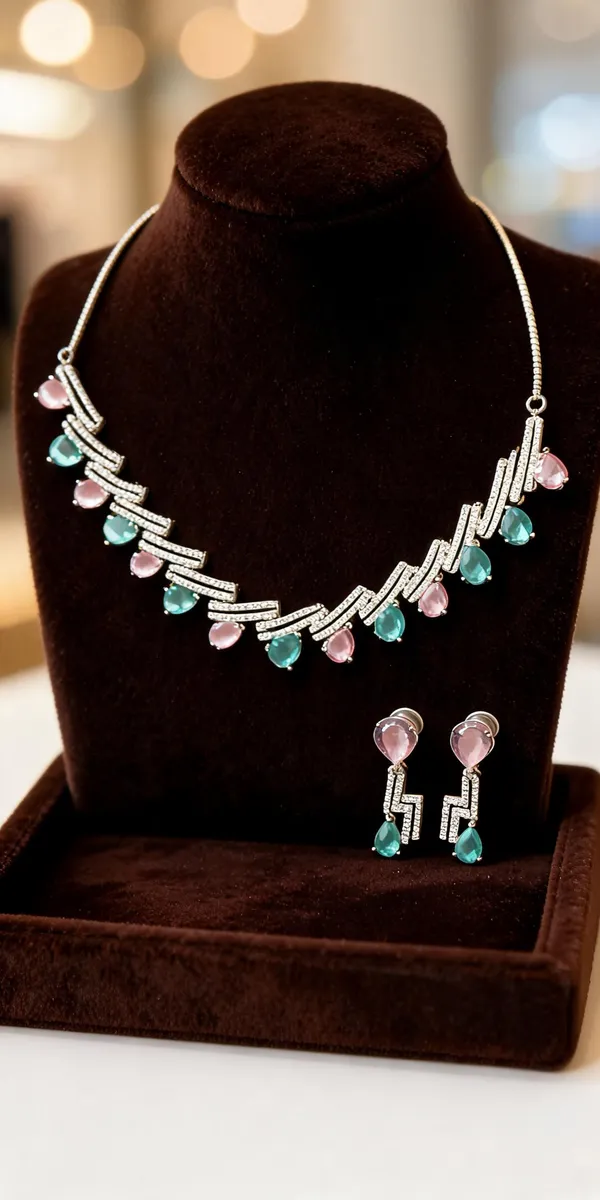 Silver_Multicolour_Stone_Brass_Necklace_And_Earrings_Set_For_Women