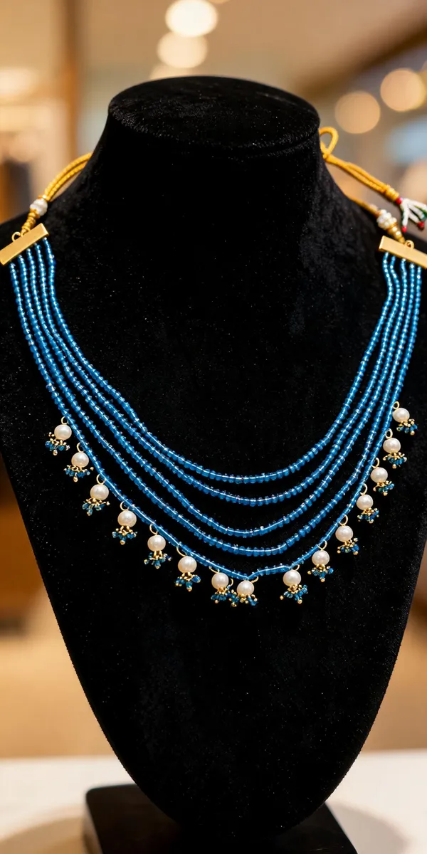 Blue_Brass_Beaded_Layered_Necklace_Set_For_Women