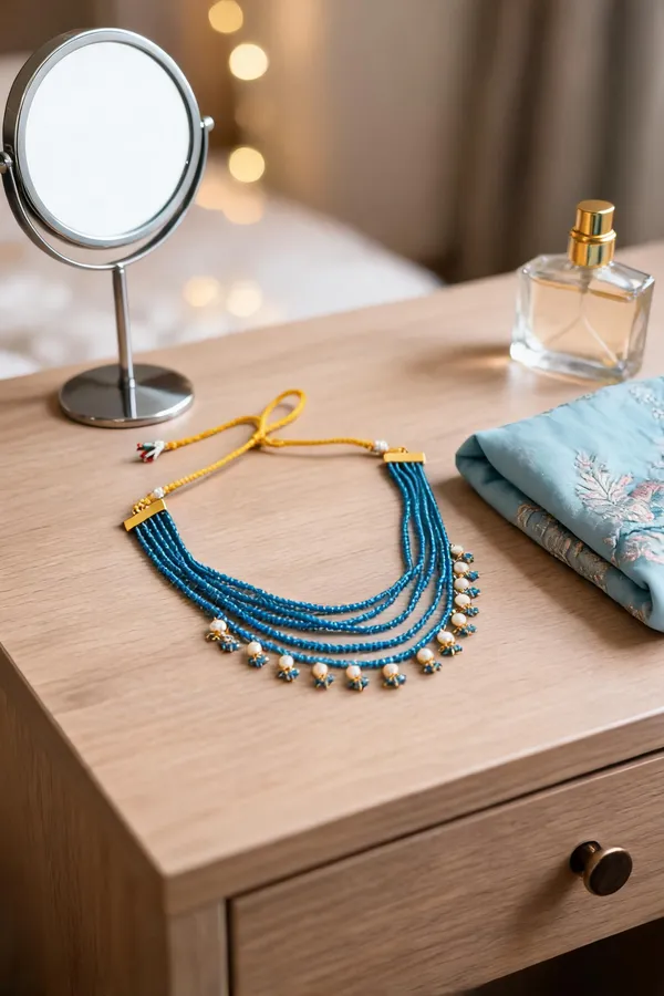 Blue_Brass_Beaded_Layered_Necklace_Set_For_Women