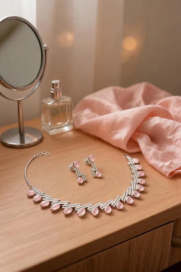 Silver_And_Pink_Stone_Brass_Necklace_And_Earrings_Set_For_Women