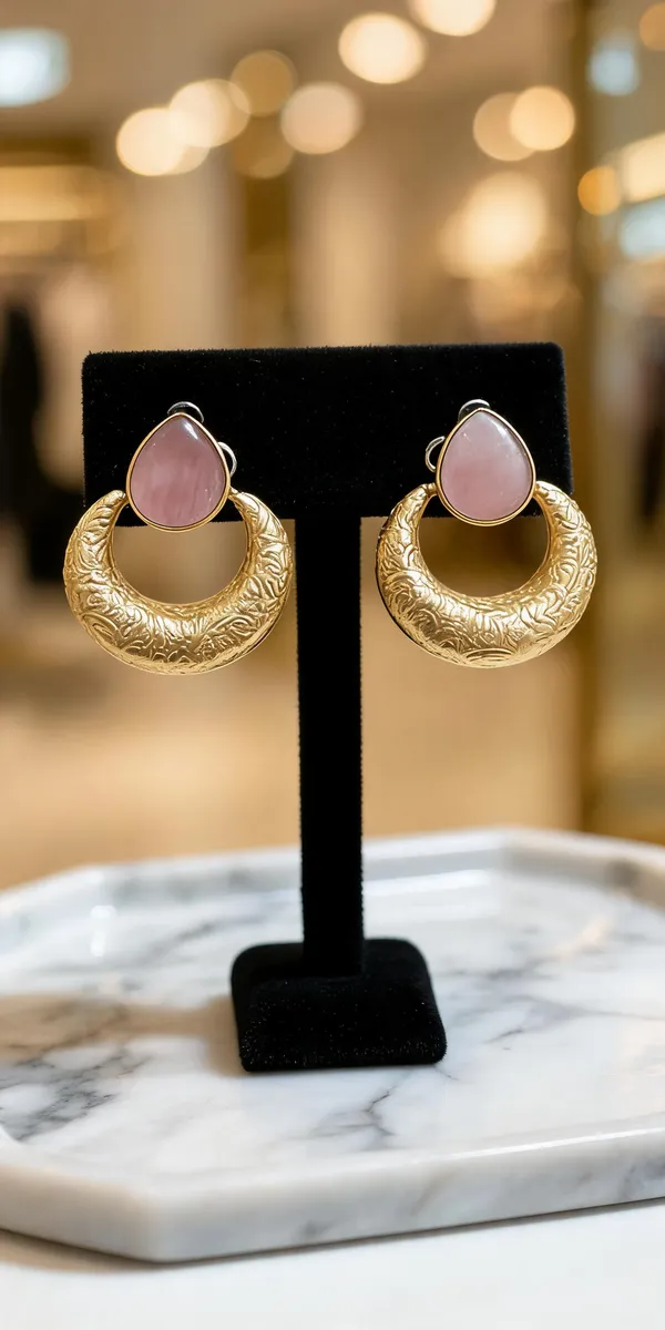 Gold_Brass_Textured_Hoop_Earrings_For_Women