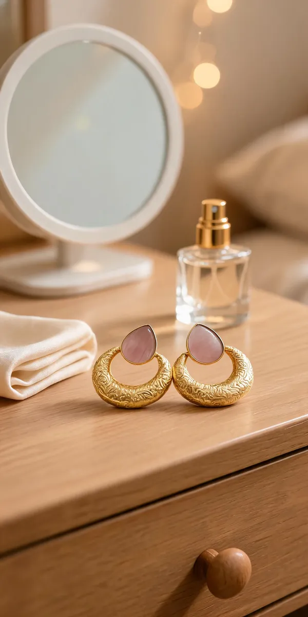 Gold_Brass_Textured_Hoop_Earrings_For_Women