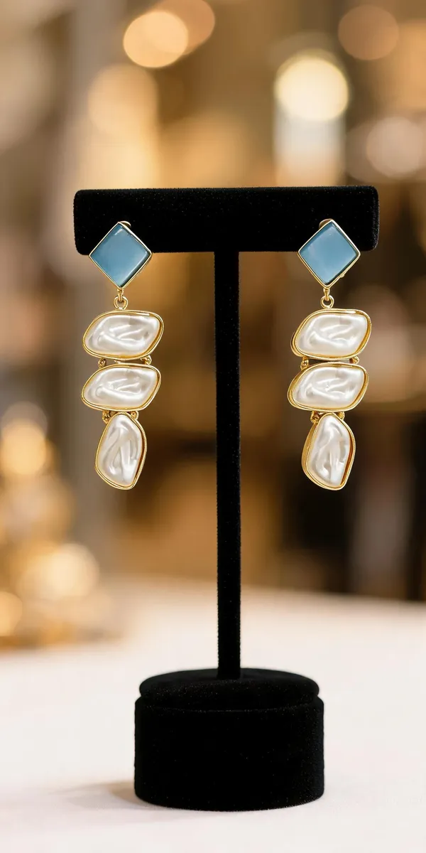 Gold_And_Blue_Brass_Pearl_Drop_Earrings_For_Women
