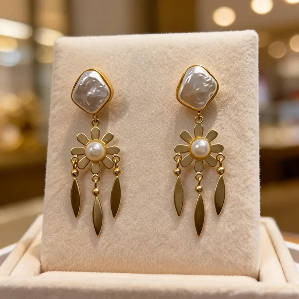 Gold_Brass_Pearl_Floral_Drop_Earrings_For_Women