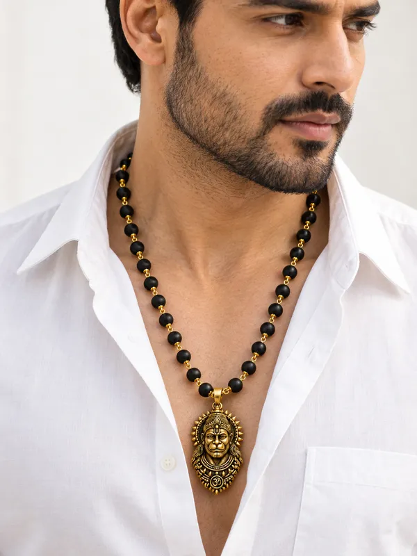 Black_Alloy_Karungali_Bead_Hanuman_Pendant_Mala_For_Men