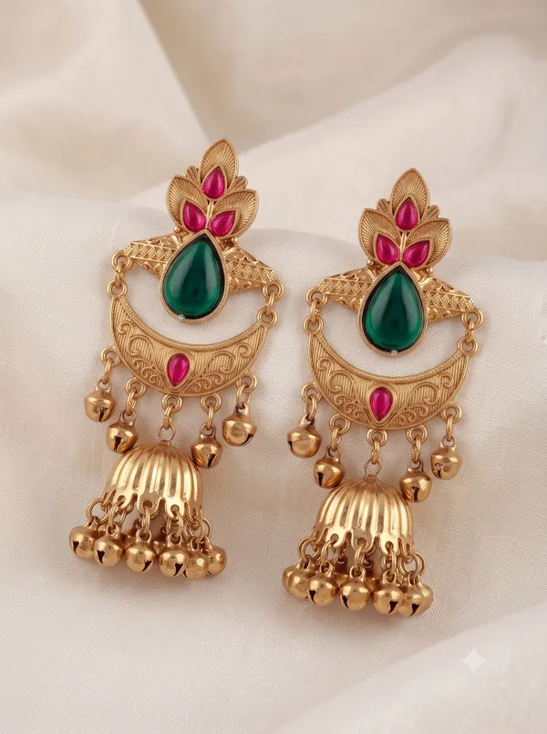 Gold_Alloy_Floral_Teardrop_Stone_Jhumka_Earrings_For_Women