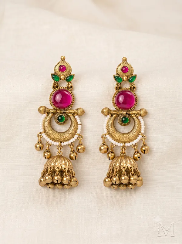 Gold_Alloy_Traditional_Stone_Studded_Jhumka_Earrings_For_Women